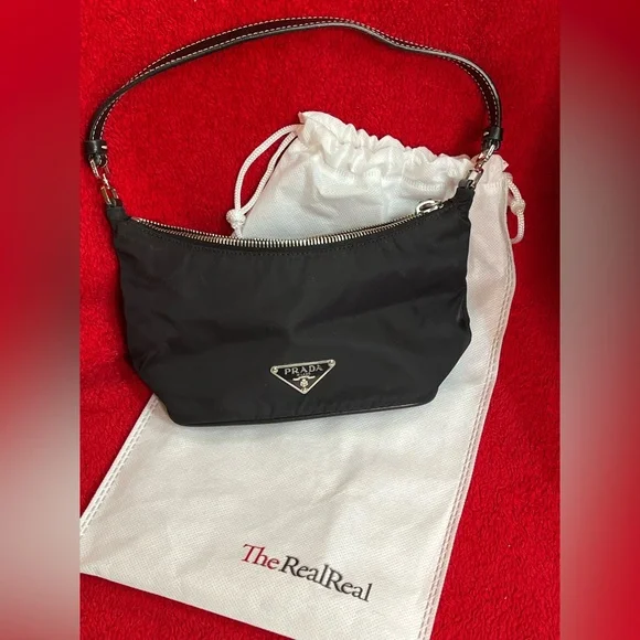 Vintage Prada Black Shoulder Bag Modern Minimalist Design - Picture 10 of 12